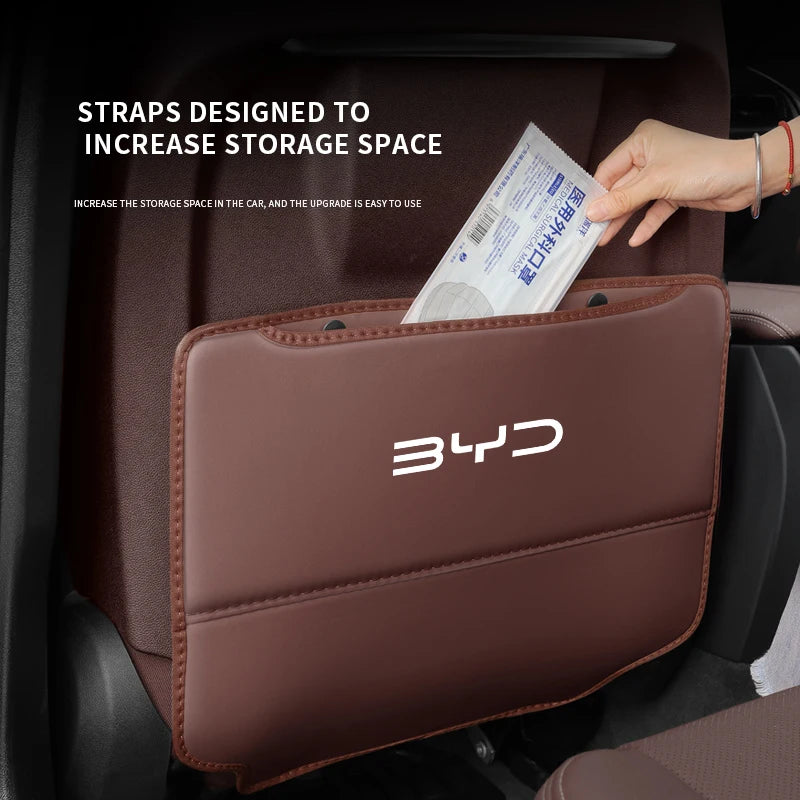 Pour BYD Atto 3 Tang F3 E6 Yuan Plus Song Max F0 Qin G3 I3 Han siège de voiture stockage arrière dossier Anti-usure coussin Anti-coup de pied