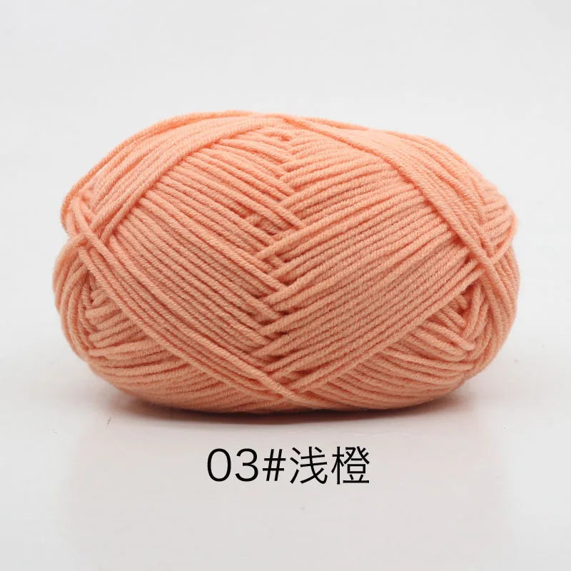 40-50 جم/المجموعة خيوط قطنية حليبية 4 طبقات (80%) للحياكة، صبغة لانا لعمل الكروشيه اليدوي، سترة قبعة دمى بسعر منخفض