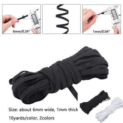 1 Rouleau de 2.5mm de fil élastique noir de 38 yards pour la fabrication de bracelets artisanaux, ULen tissu pour perles
