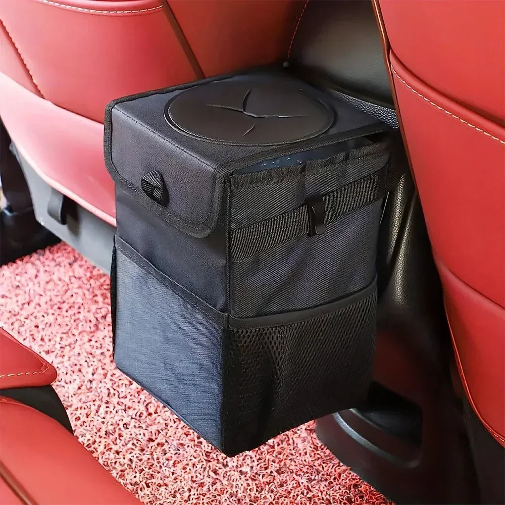 Poubelle de voiture pliable anti-déversement - 360 °   Support rotatif avec sac en maille anti-odeur, organisateur SUV/camion pour les voyages sur route