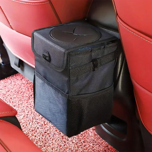 Poubelle de voiture pliable anti-déversement - 360 °   Support rotatif avec sac en maille anti-odeur, organisateur SUV/camion pour les voyages sur route