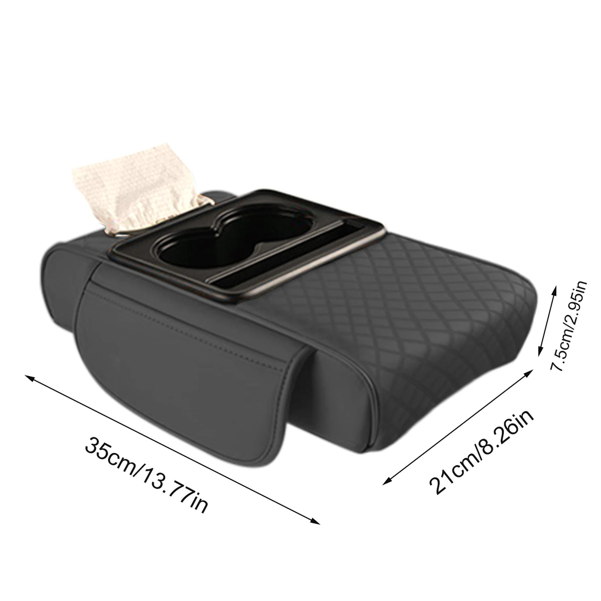 Coussin d'extension multifonctionnel pour accoudoir de voiture, coussin de console centrale épaissi de 7,5 cm, support de coude, organisateur de voiture