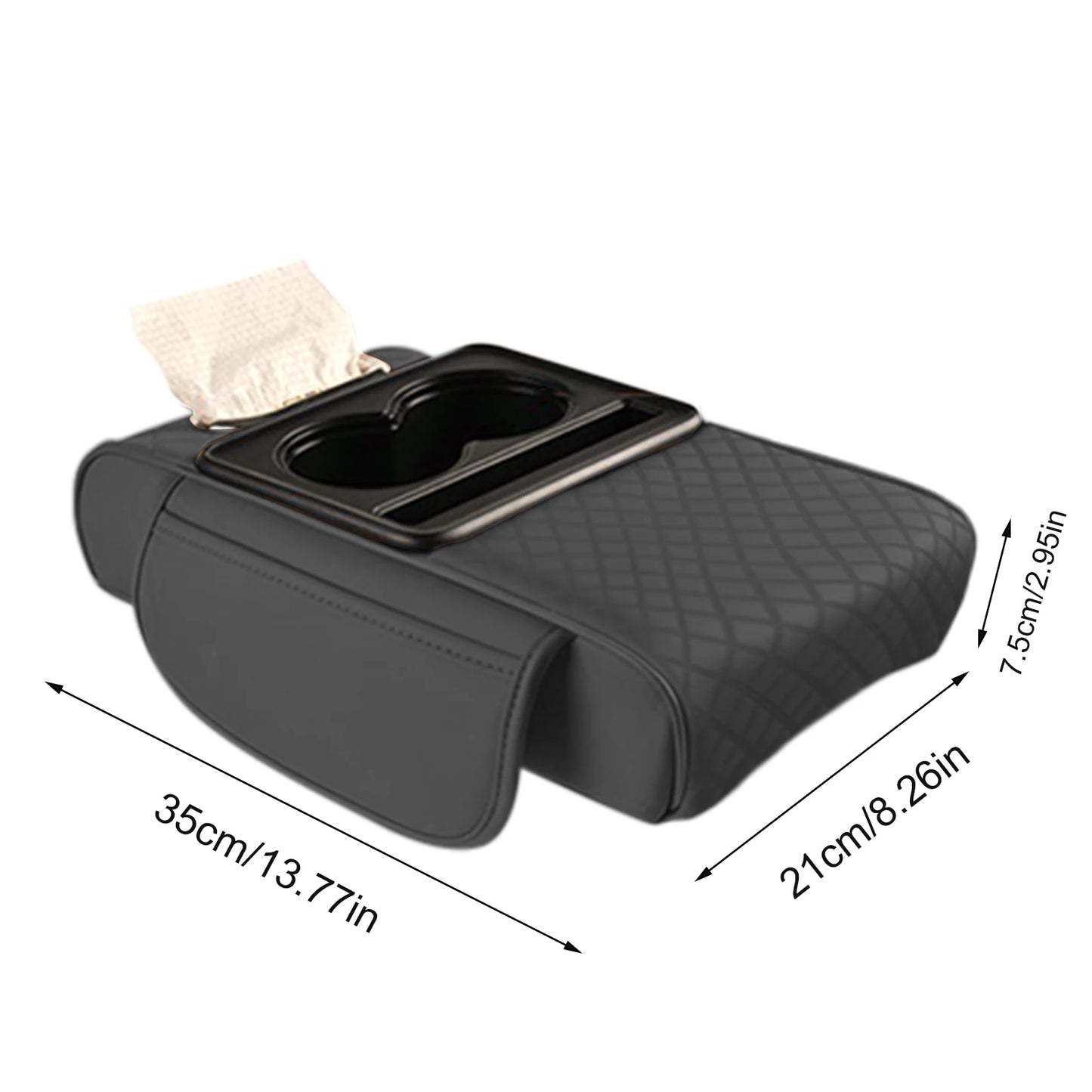 Coussin d'extension multifonctionnel pour accoudoir de voiture, coussin de console centrale épaissi de 7,5 cm, support de coude, organisateur de voiture