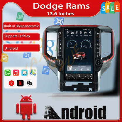 Autoradio Android 12, 8 + 128 go, pour Dodge Ram 1500 2500 3500 2019-2023 Carplay Android Auto 4G, lecteur multimédia de voiture, GPS QLED