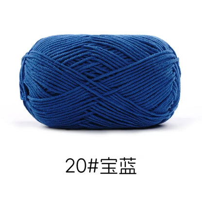 Pelote de Fil de Coton de Lait Peigné à 4 Brins, Laine Douce pour Crocheter et Tisser à la Main, 50g Chacun. 120M)