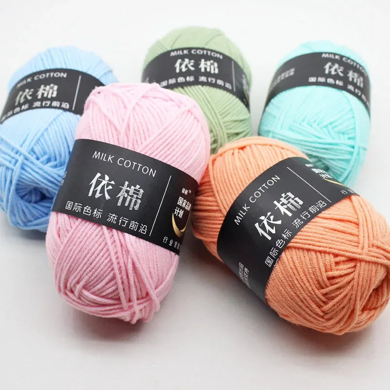Fil de Lanas teint en coton au lait, 86 couleurs, 4 plis, pour bébé, chapeau, écharpe, pull, poupées, artisanat fait à la main
