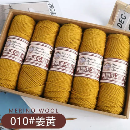 Fil de laine mérinos épais au Crochet à la main, 500 g/ensemble, pour chapeaux, manteaux, pulls, fil de laine mérinos doux pour la peau, gonflé, doux et chaud