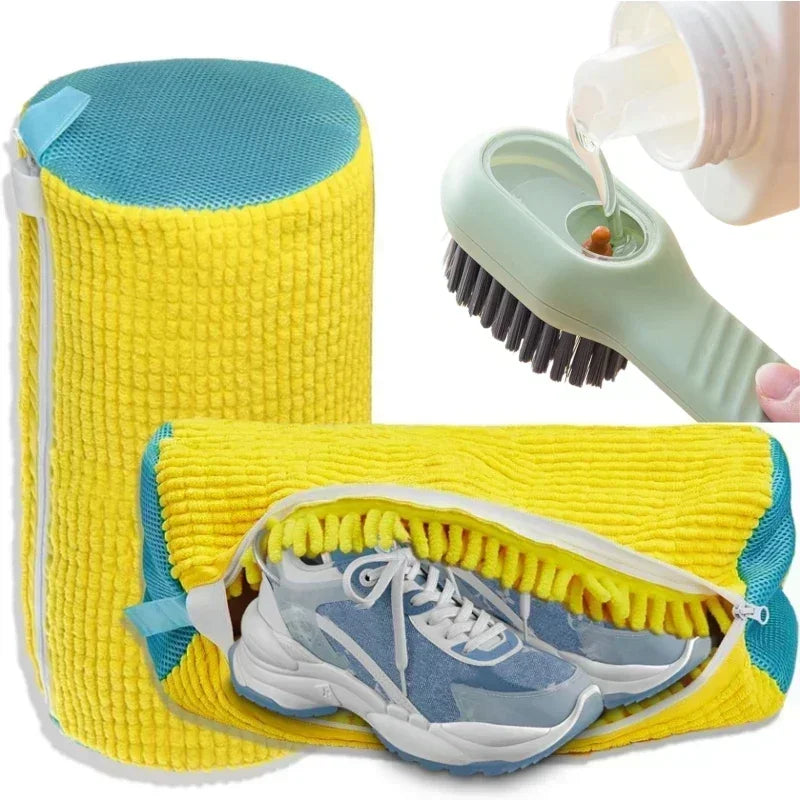 Sac de lavage de chaussures, filet rembourré, protecteur de chaussures à linge, fibre moelleuse, polyester, machine à laver les chaussures, sac à linge, sac de séchage