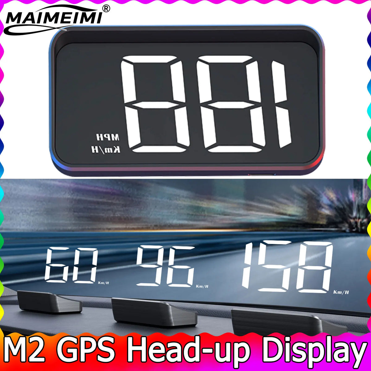 Projecteur de pare-brise M2 GPS HUD, affichage tête haute, Projection sur verre, compteur de vitesse de voiture automatique, accessoires électroniques Plug and Play