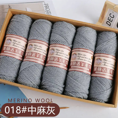 Fil de laine mérinos épais au Crochet à la main, 500 g/ensemble, pour chapeaux, manteaux, pulls, fil de laine mérinos doux pour la peau, gonflé, doux et chaud