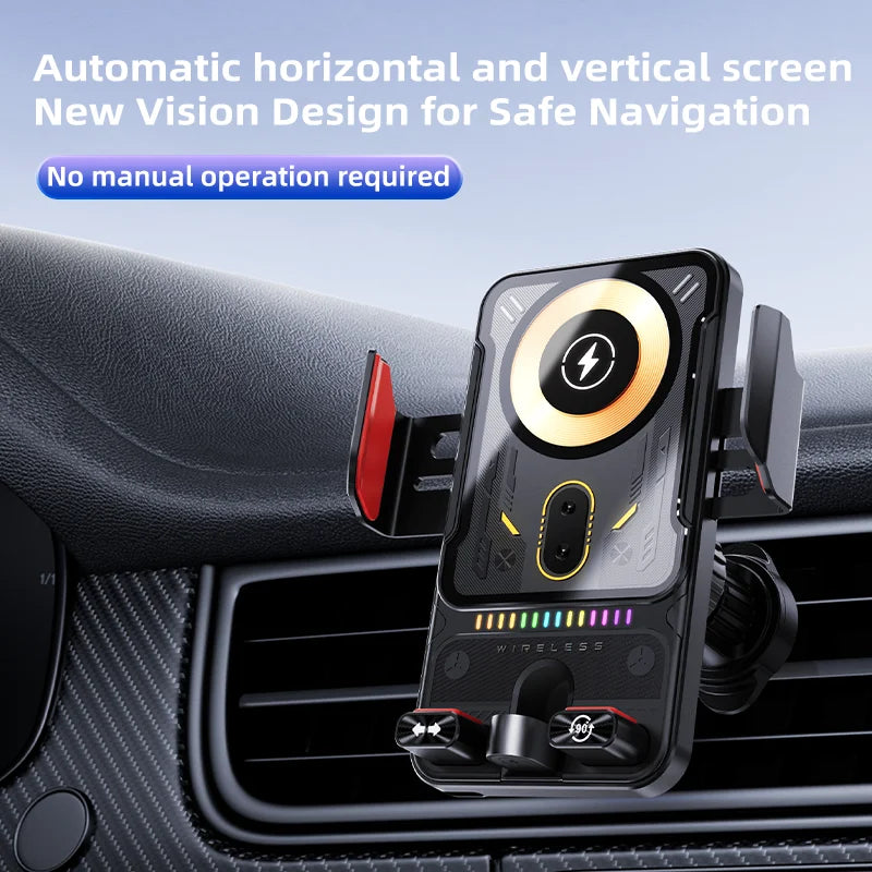 Chargeur sans fil pour voiture 15W, serrage automatique infrarouge, support de charge rapide, support de téléphone pour grille d'aération
