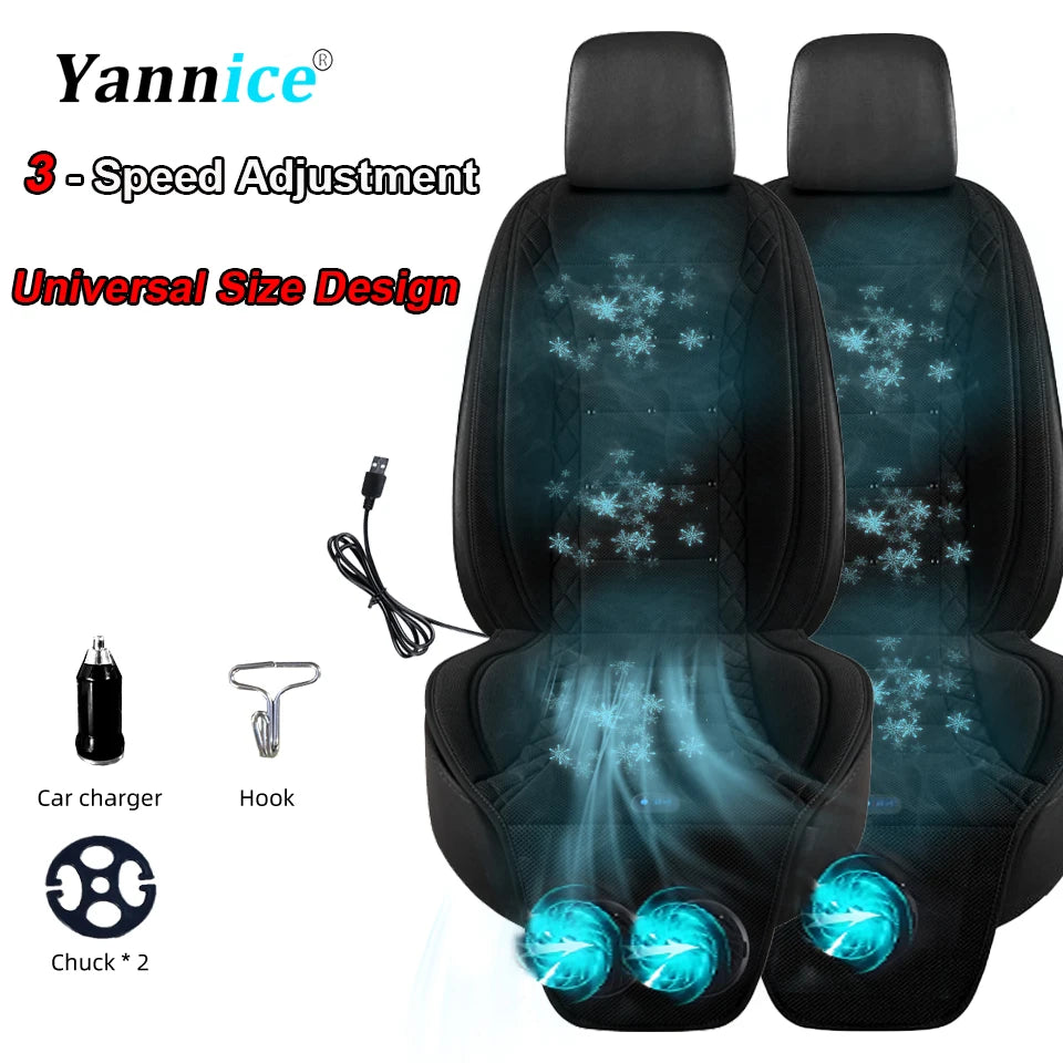 Coussin avant de siège d'air frais de voiture USB12V/24V, siège de ventilateur de voiture universel à refroidissement rapide, réglage à 3 vitesses, coussin de siège ventilé pour voiture