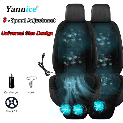 Coussin avant de siège d'air frais de voiture USB12V/24V, siège de ventilateur de voiture universel à refroidissement rapide, réglage à 3 vitesses, coussin de siège ventilé pour voiture