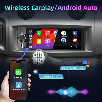 Junsun 6.86 ''1 Din autoradio Bluetooth sans fil pour Apple Carplay Android Auto FM MP5 lecteur Radio universel IPS écran tactile