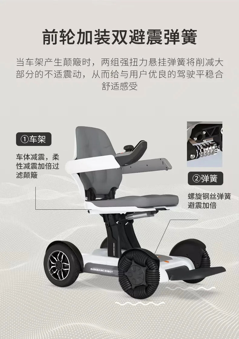 Fauteuil roulant électrique pliant automatique avec télécommande pour téléphone portable, scooter à quatre roues handicapé