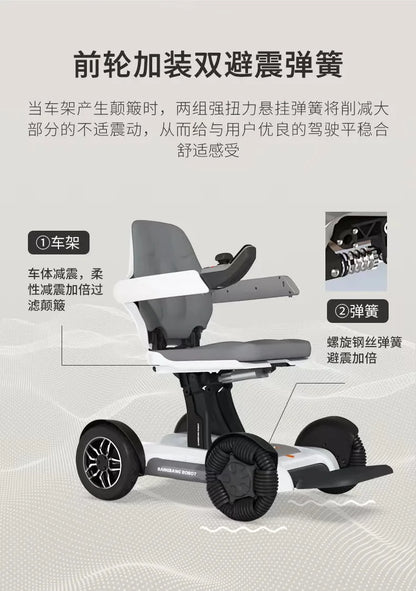 Fauteuil roulant électrique pliant automatique avec télécommande pour téléphone portable, scooter à quatre roues handicapé