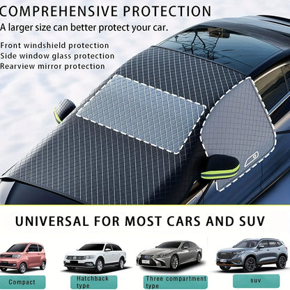 Couverture de neige de voiture d'hiver avec renfort magnétique, demi-couvercle, bouclier anti-gel et anti-neige pour pare-brise, Protection de véhicule automobile