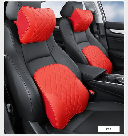 Appui-tête de voiture en cuir Nappa de luxe et ensemble d'oreillers de soutien lombaire, Design perforé respirant, convient à tous les modèles de voiture