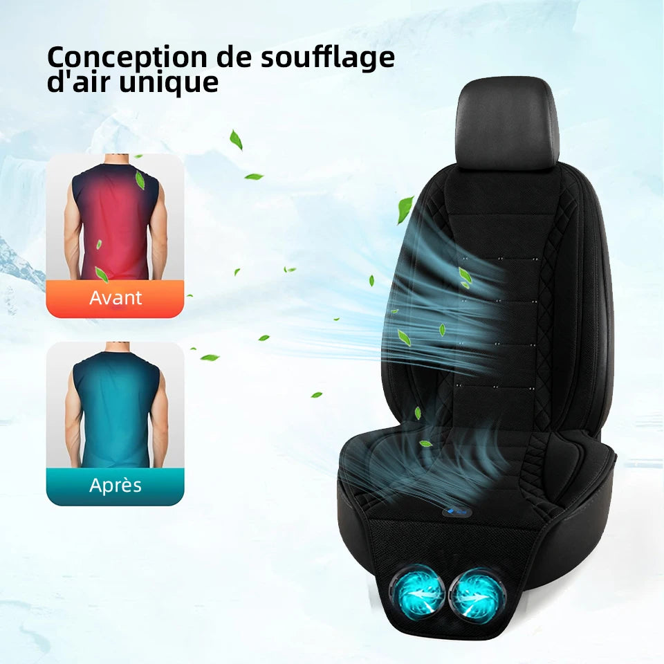 Housses de siège de voiture de refroidissement et de chauffage avec 1 ventilateur ou 2 ventilateurs, Ventilation d'été à soufflage rapide, couverture chauffante rapide pour l'hiver
