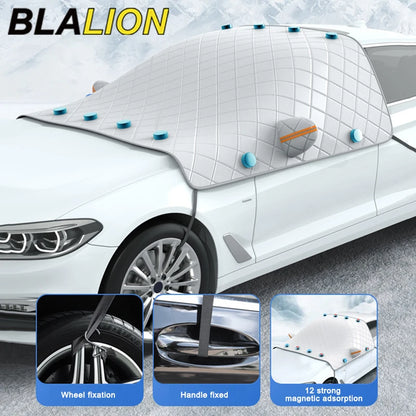 BLALION – couverture de neige pour pare-brise de voiture, Anti-gel, pour fenêtre avant magnétique, pare-soleil épais