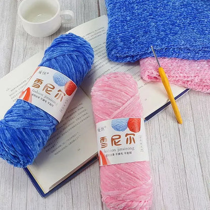 Fil de Velours en Polyester Mélangé de Coton Chenille, Crochet Ogo Doux pour Bébé, Fil Optique pour Écharpe, Bricolage Fait à la Main, 100 g/Rouleau