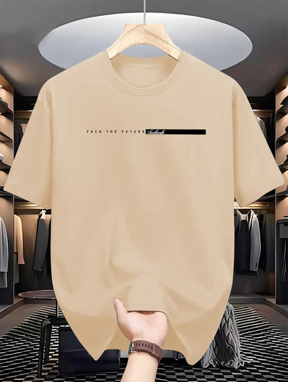 T-shirt à Manches Courtes et Col Rond pour Homme, Haut Décontracté, Coupe Ample, Grande Lettre Imprimée, Style High Street, Unisexe, Été, 100% Coton