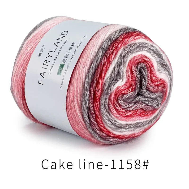 Fil à gâteau dégradé pour tricoter à la main, fil coloré au Crochet, Section moyenne et épaisse, fil arc-en-ciel en laine de coton teint, 100 g/pièce