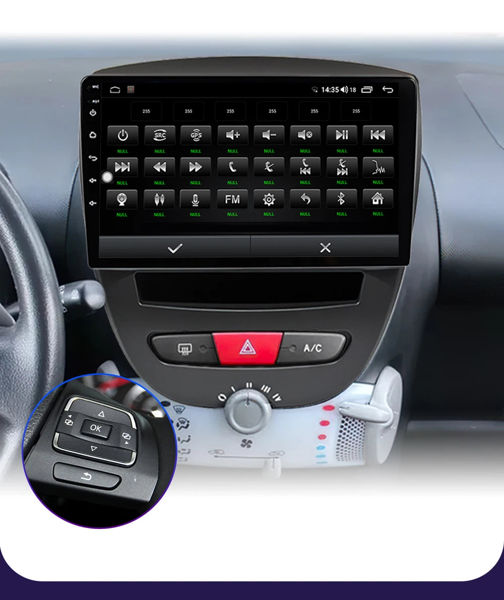 LEHX-Autoradio L6 Pro, Android 14, 2 Din, Stéréo, CarPlay, Limitation de Courant, GPS, pour Voiture KIT 107, Toyota Aygo, Cristaux en C1 (2005-2014)