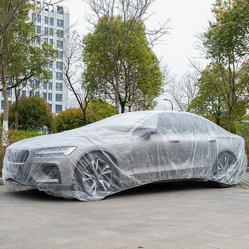 Housse de protection universelle pour voiture, couverture transparente PE avec bande élastique, résistante à la pluie et à la poussière, anti-rayures, bouclier de protection complet pour voiture