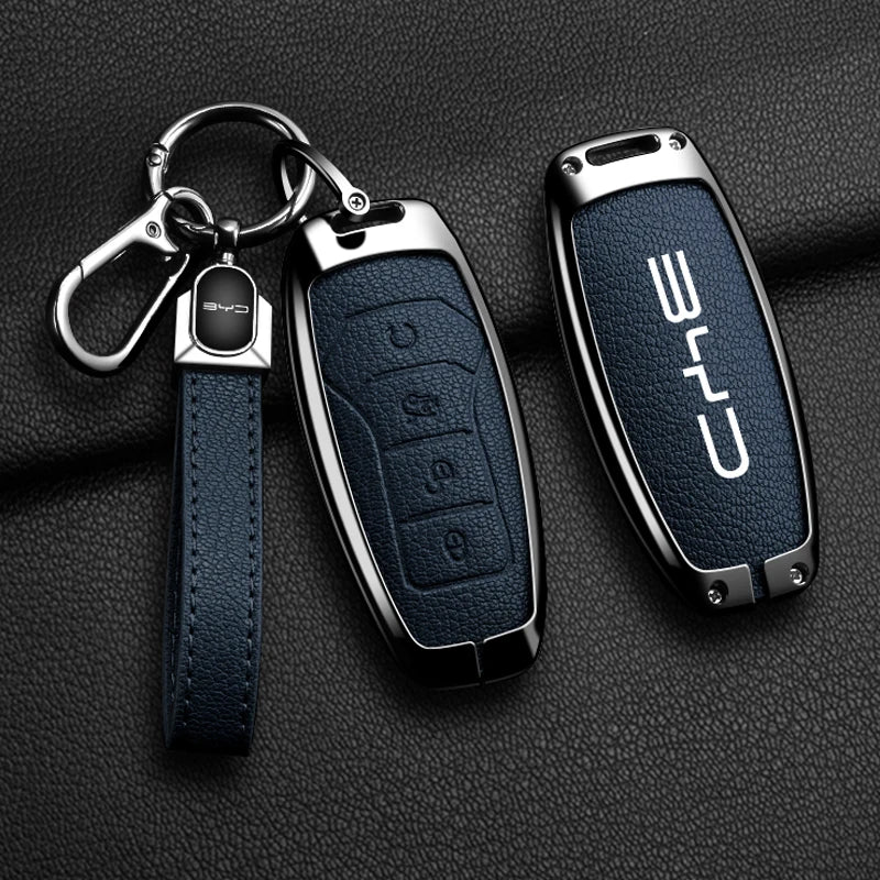 Nouveau Style en alliage peau de mouton voiture clé housse pour BYD chanson Pro Plus Max Dmi EV joint dauphin télécommande clé Auto accessoires