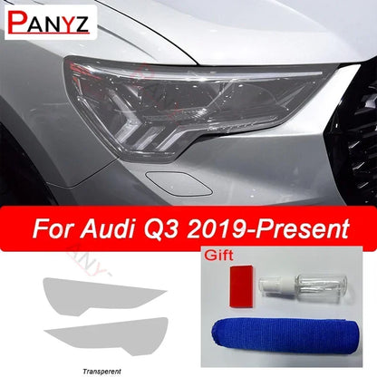 Film de protection pour phares de voiture, 2 pièces, pour Audi Q3 8U F3 2012-présent RSQ3 Sportback 2020, autocollant Transparent en TPU noir