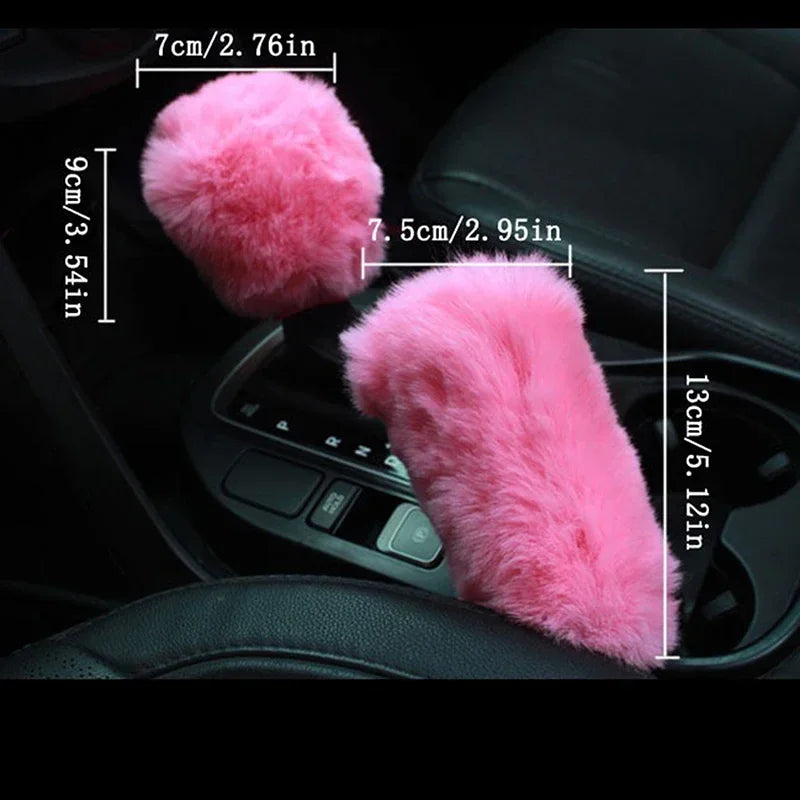 Ensemble de housses de volant en peluche d'hiver 3 pièces, polaire chaude Super épaisse pour temps froid, comprend un changement de vitesse et une housse de frein à main