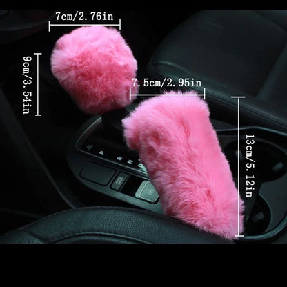 Ensemble de housses de volant en peluche d'hiver 3 pièces, polaire chaude Super épaisse pour temps froid, comprend un changement de vitesse et une housse de frein à main