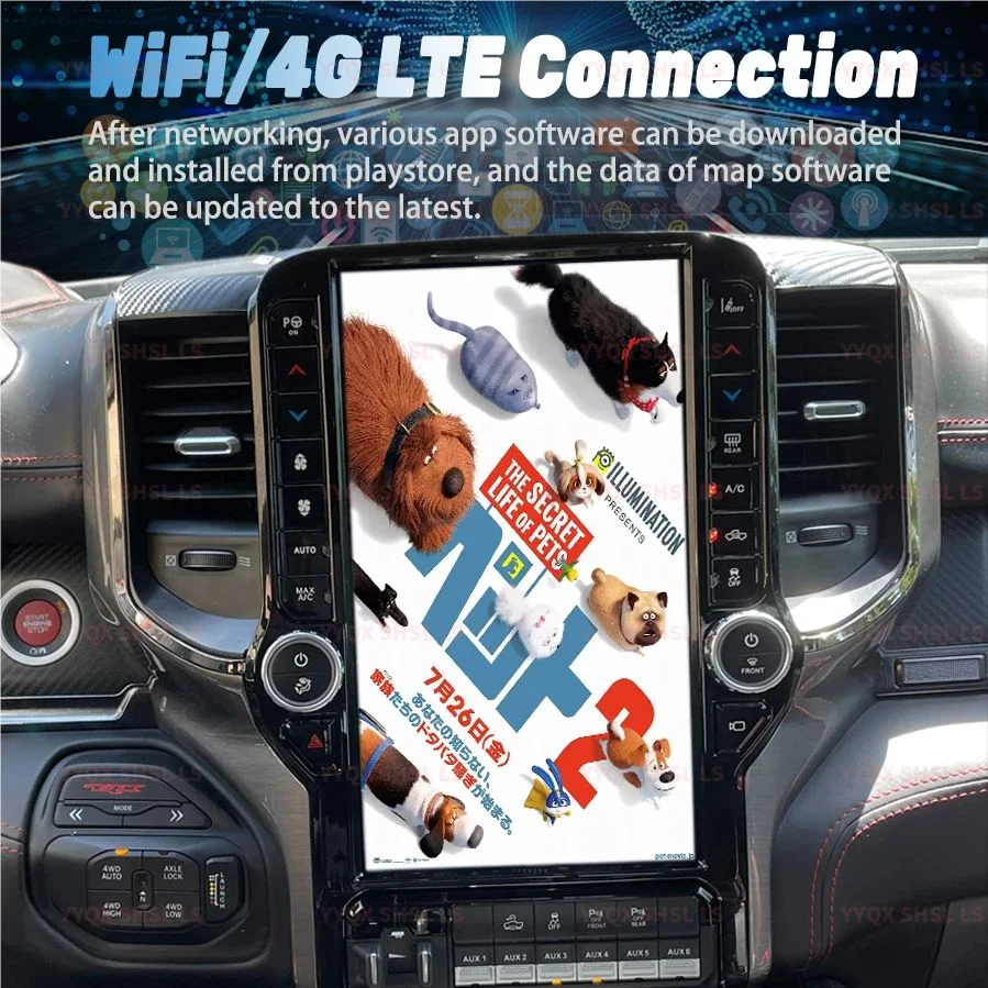 Autoradio lecteur multimédia Android pour Dodge Ram 1500 2500 3500 2019 - 2023 1Din Bluetooth écran Audio DSP stéréo