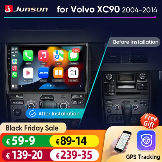 Junsun sans fil CarPlay Android Auto Radio pour Volvo XC90 2004 2005 2006-2014 voiture multimédia GPS Navi 2din RDS BT écran stéréo