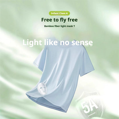Fibre de bambou antibactérienne classe A Cool pour hommes à manches courtes 2025 nouveau T-Shirt haut de gamme polyvalent de couleur unie respectueux de la peau