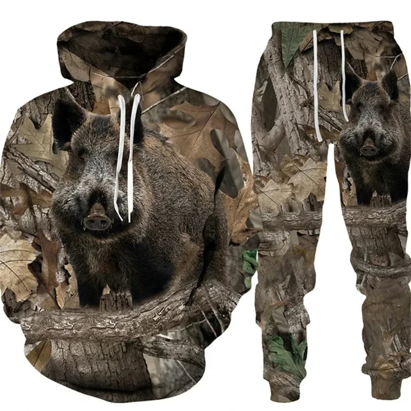 Camouflage plante chasse animale impression 3D sweats à capuche pantalons ensembles hommes sweats pantalons de survêtement deux pièces costumes survêtement hommes vêtements