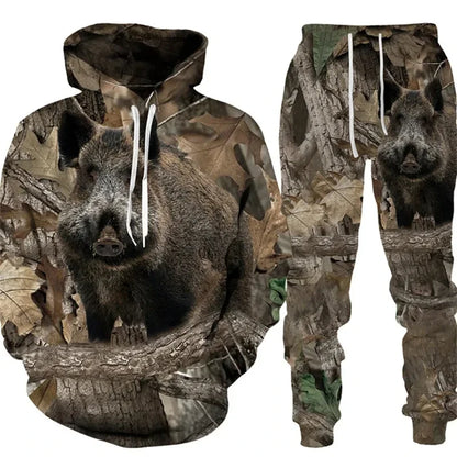 Camouflage plante chasse animale impression 3D sweats à capuche pantalons ensembles hommes sweats pantalons de survêtement deux pièces costumes survêtement hommes vêtements