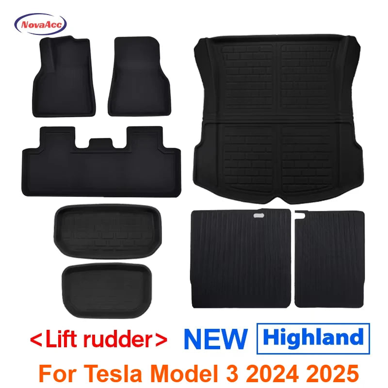 Tapis de sol imperméable et antidérapant, pour intérieur de voiture Tesla modèle 3 2021 – 2024 Highland 2025, entièrement entouré, spécial XPE