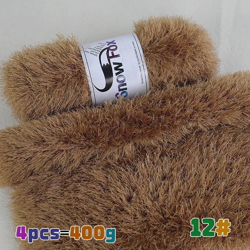 Fil de fausse fourrure 400g, fil de plumes, fil de cils, fil épais pour tricoter à la main, adapté au tricot de grands manteaux, pyjamas, foulards, chapeaux, châles, gilets