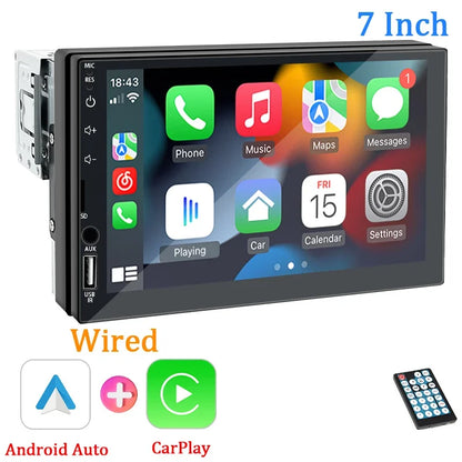 Autoradio 1 Din Carplay Android Auto lecteur multimédia HD 7 ''écran tactile FM AUX entrée Bluetooth MirrorLink Autoradio universelle