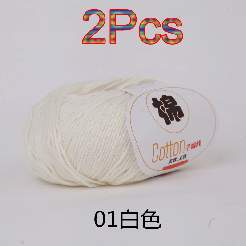 Fil à tricoter doux 100% coton, 2 pièces, fil au Crochet pour tricot, pull, couverture, gants, chapeau, écharpe, crochet, sac amigurumi, pantoufle