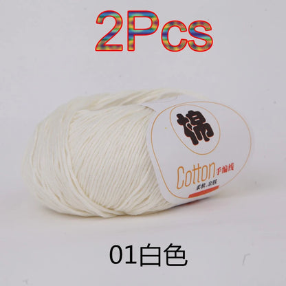 Fil à tricoter doux 100% coton, 2 pièces, fil au Crochet pour tricot, pull, couverture, gants, chapeau, écharpe, crochet, sac amigurumi, pantoufle