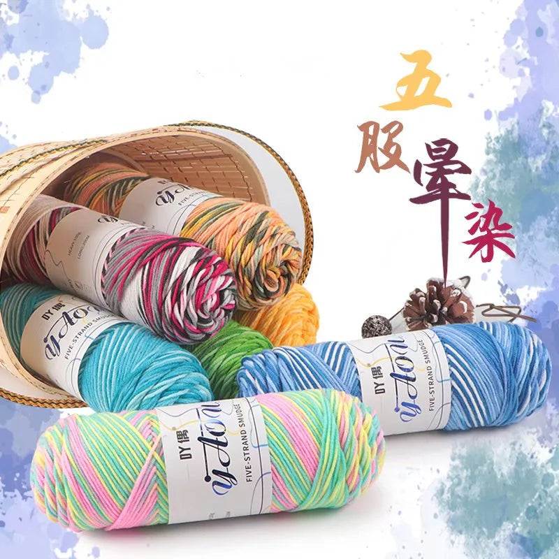 Fil à tricoter à la main en coton au lait coloré, 100g, section teinte au Crochet, ligne de fil, couverture, châle, chapeau, chaussettes, 200 mètres, 1 pièce