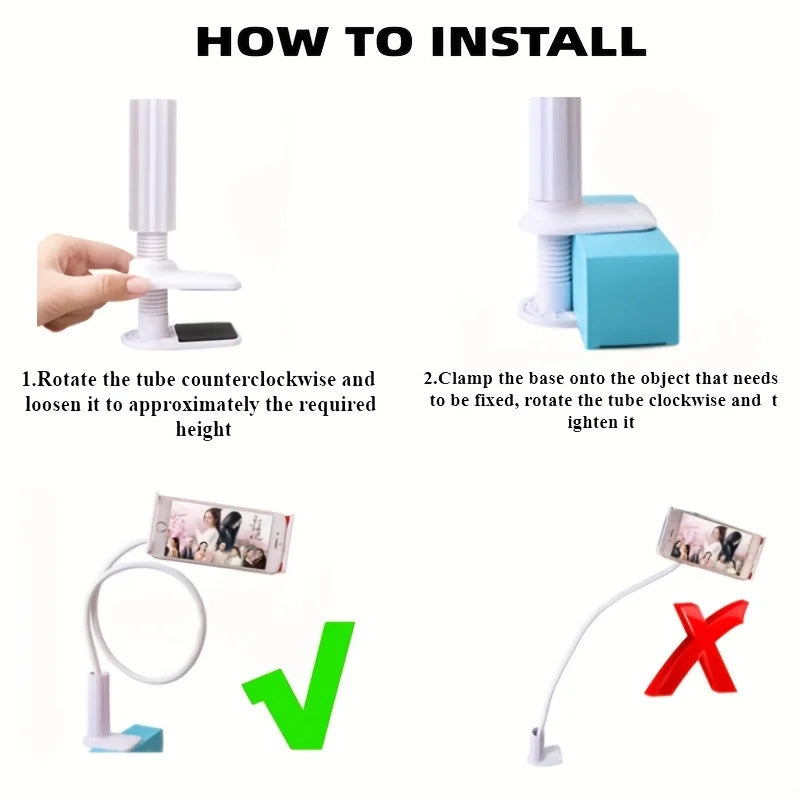 حامل هاتف بمشبك قابل للتعديل، محمول، مرن، للسرير، حامل مكتبي، قاعدة لهاتف iPhone 16 Samsung Huawei