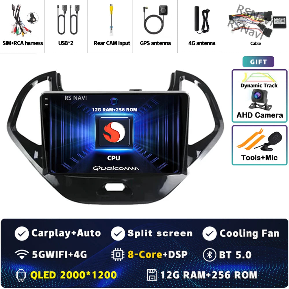 Android 15 Carplay Auto pour Ford Figo 2015 2016 2017 2018 autoradio 4G WIFI lecteur multimédia srereo Navigation vidéo 360 caméra