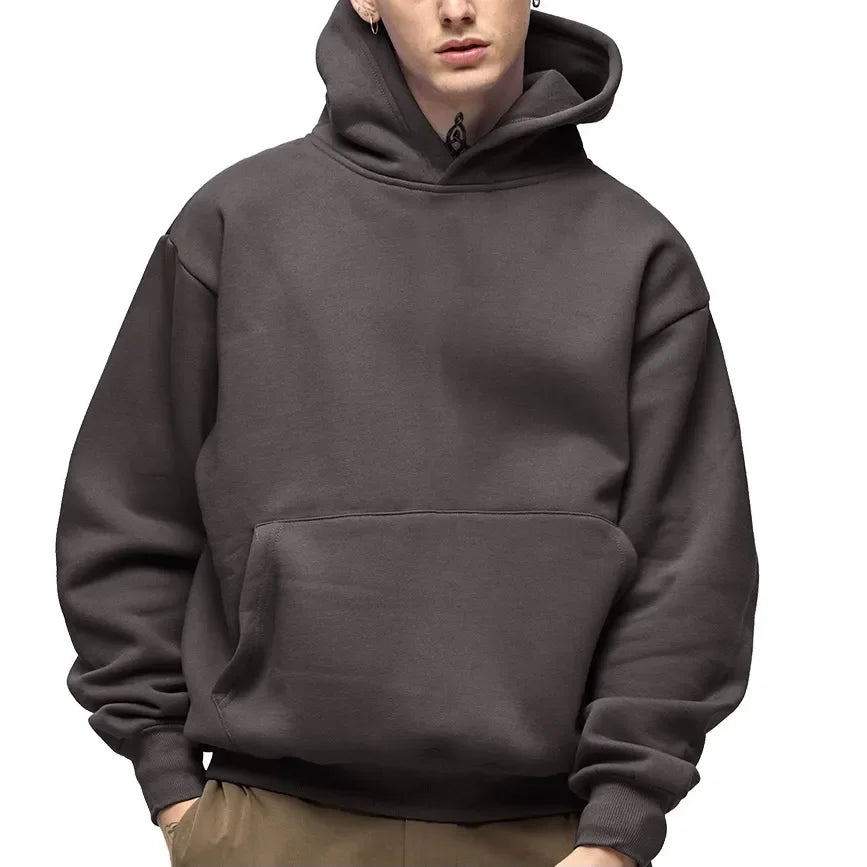 Poids lourd mode hommes sweats à capuche nouveau automne hiver décontracté épais coton hommes haut couleur unie sweat à capuche mâle haut pour femme