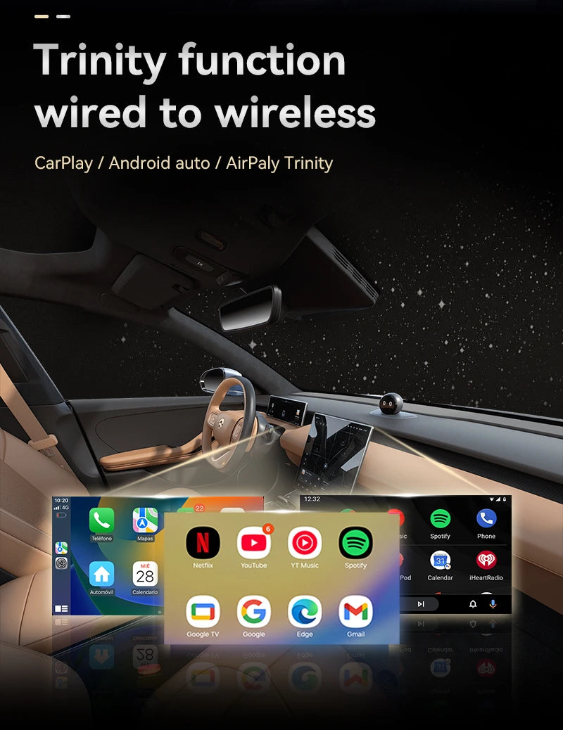 Adaptateur de liaison miroir automatique CarPlay Android Auto sans fil 3 en 1, filaire instantané vers sans fil, Plug and Play pour jeu de voiture filaire, 2026