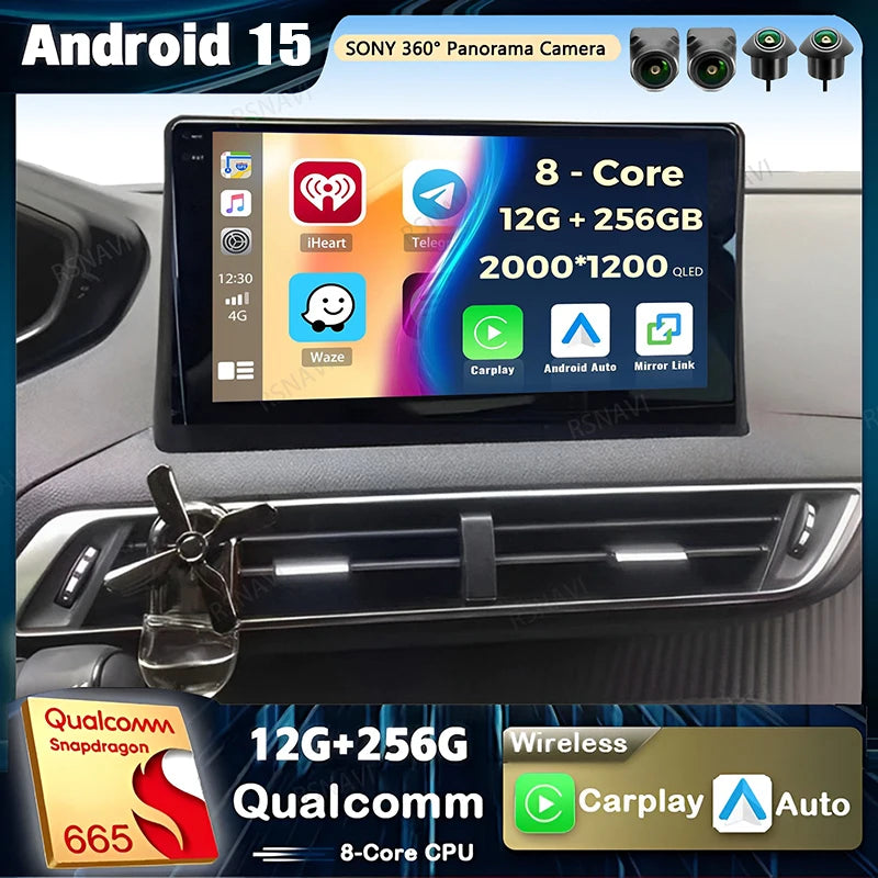 Autoradio Android 15 Carplay pour Peugeot 5008 4008 3008 2017 2018 2019 2020 lecteur vidéo multimédia Navigation GPS stéréo DVD BT