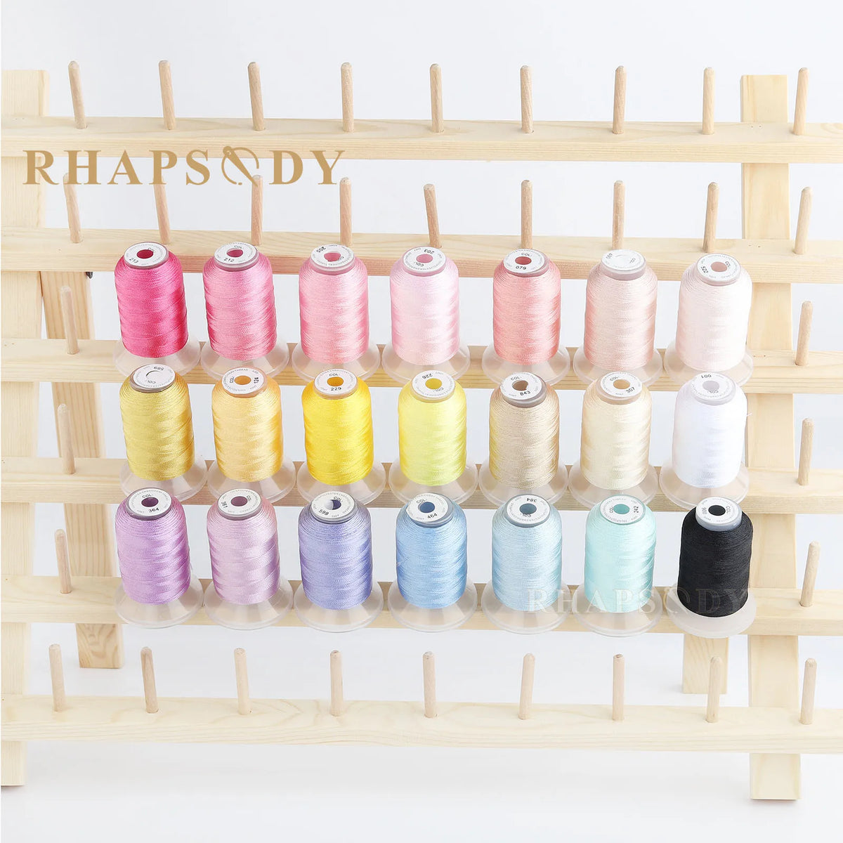 خيط تطريز بوليستر Rhapsody 40WT للماكينة 550 ياردة 60 لونًا Brother Babylock Janome Singer Pfaff Husqvarna Bernina للخياطة